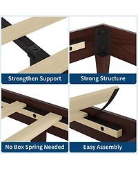 homfan Wood Platform Bed Frame with Wood Slats, Low Profile Bed, Quiet Support and Underbed Storage, No Box Spring Needed