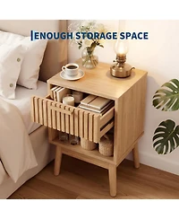 gaomon Boho Nightstand with Drawer and Open Shelf