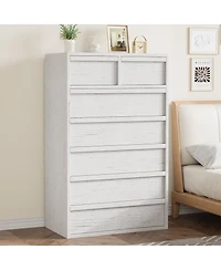 homfan 5 Drawer Dresser for Bedroom, Antique White Chest of Drawers 43" Tall with Large Storage Space, Modern Organizer Living Room