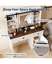 gaomon Mdf Dressing Table with Storage Cabinets and Drawers