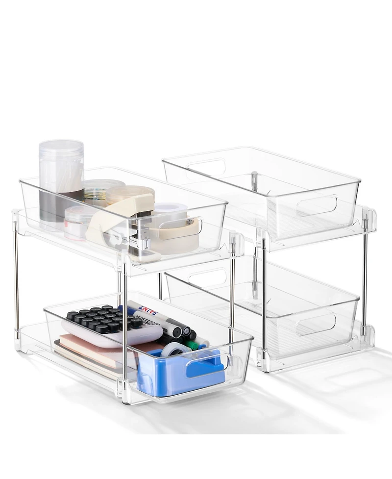 Sorbus 2 Pack 2-Tier Pull-Out Office Storage Organizers for Desk and Office Supply Organization