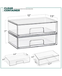 Sorbus Pack Clear Wide Stackable Pull-Out Storage Organizer Bins for Baby Bottles, Bathroom
