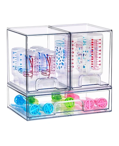 Sorbus Piece Set Clear Stackable Pull-Out Storage Organizer Bins for Baby Bottles, Bathroom