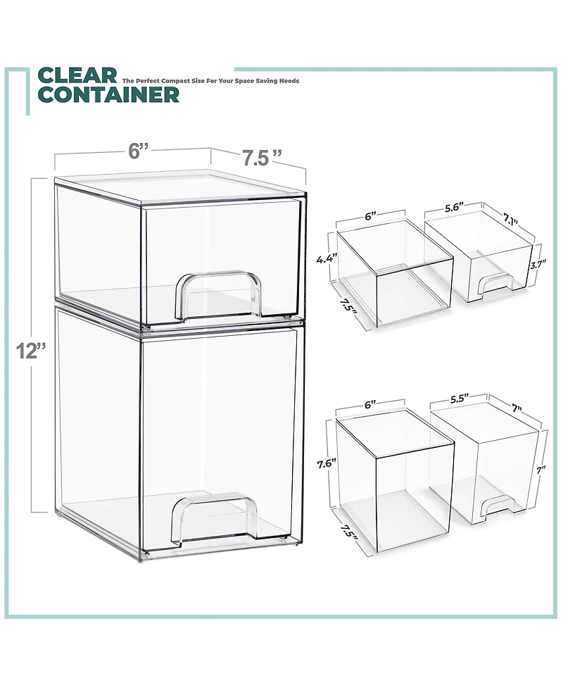Sorbus Piece Clear Stackable Pull-Out Storage Organizer Bins for Baby Bottles, Bathroom