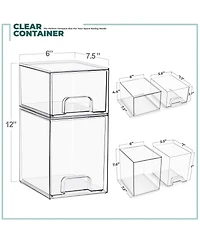 Sorbus Piece Clear Stackable Pull-Out Storage Organizer Bins for Baby Bottles, Bathroom