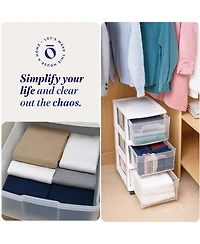 Homz Plastic 3 Drawer Medium Storage Tower, Clear Drawers/Frame (2 Pack)