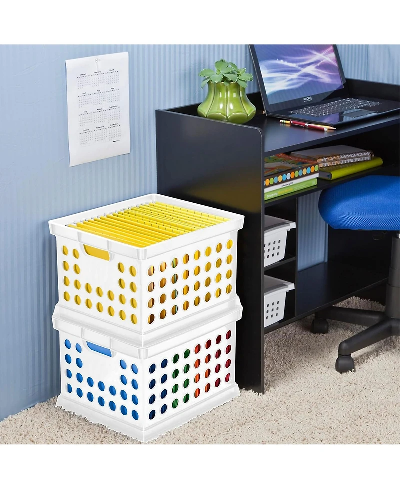 Sterilite Stackable Plastic Storage Open Crate Bin Organizer Box, 6-Pack