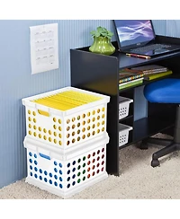 Sterilite Stackable Plastic Storage Open Crate Bin Organizer Box, 6-Pack