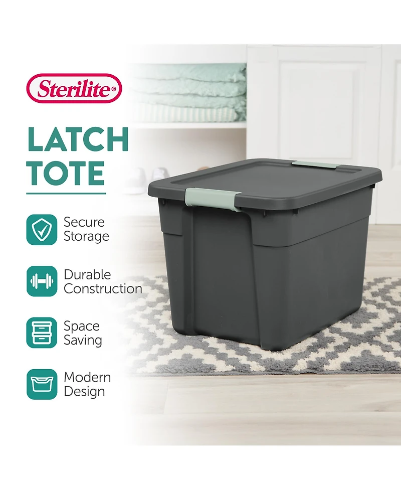 Sterilite 6Pk Latch Tote, Stackable Plastic Storage Container, 12Gal