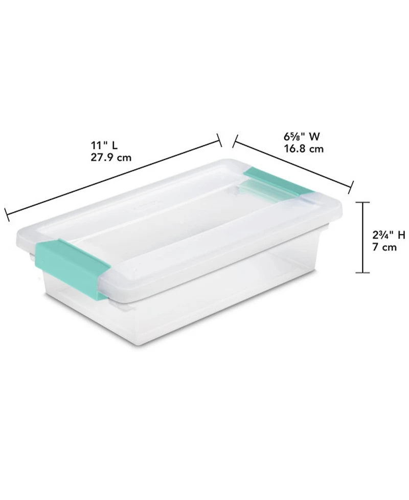 Sterilite Small Clip Box Clear Storage Bins Tote Container with Latching Lid, 6 Pack