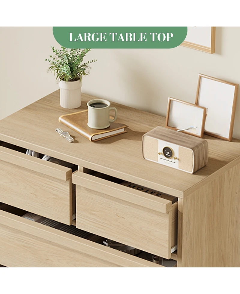 homfan 5 Drawer Dresser for Bedroom, Antique White Chest of Drawers 43" Tall with Large Storage Space, Modern Organizer Living Room