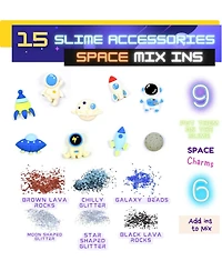 ToysButty Finoclay 6 Pack Different Scented Strechy Metallic Slime with 15 Space Charms and Mixins, Glow Neon and Clear Putty Toy Set for Girls Boys