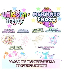 ToysButty Finoclay Butter Slime kit, MicroWorld 2 Pack Clear and Fluffy Slime for Kids, Unicorn Mermaid Theme Party Favors with 6 Slime add ins