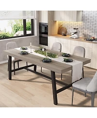 gaomon Dining Table for 6-8 People, Rectangular Wood Kitchen with Sturdy Metal Frame, Industrial Large Counter Dinner,