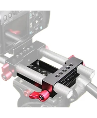 Camvate Tripod Mount Base Plate with 15mm Railblock, Red Knob