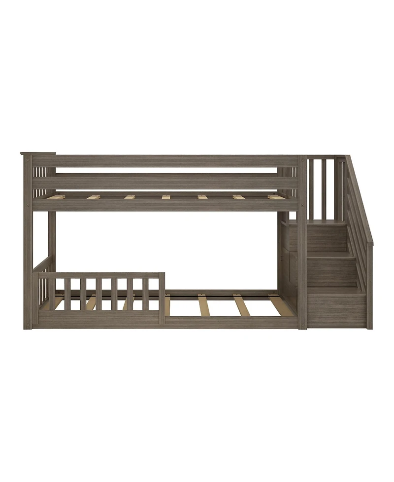 Max and Lily Low Twin over Bunk with Stairs Single Guard Rail