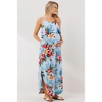 Hello Miz Maternity Floral Maxi Dress with Nursing Access and Pockets