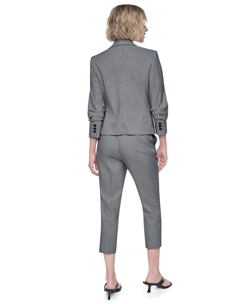 Dkny Petite Houndstooth One-Button Notch Collar Blazer