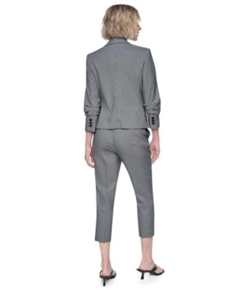 Dkny Petite Houndstooth One Button Notch Collar Blazer Asymmetrical Vest Millennium Ankle Pants