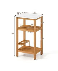 Slickblue Outdoor Patio Storage Cabinet Acacia Wood Bar Table Cabinet