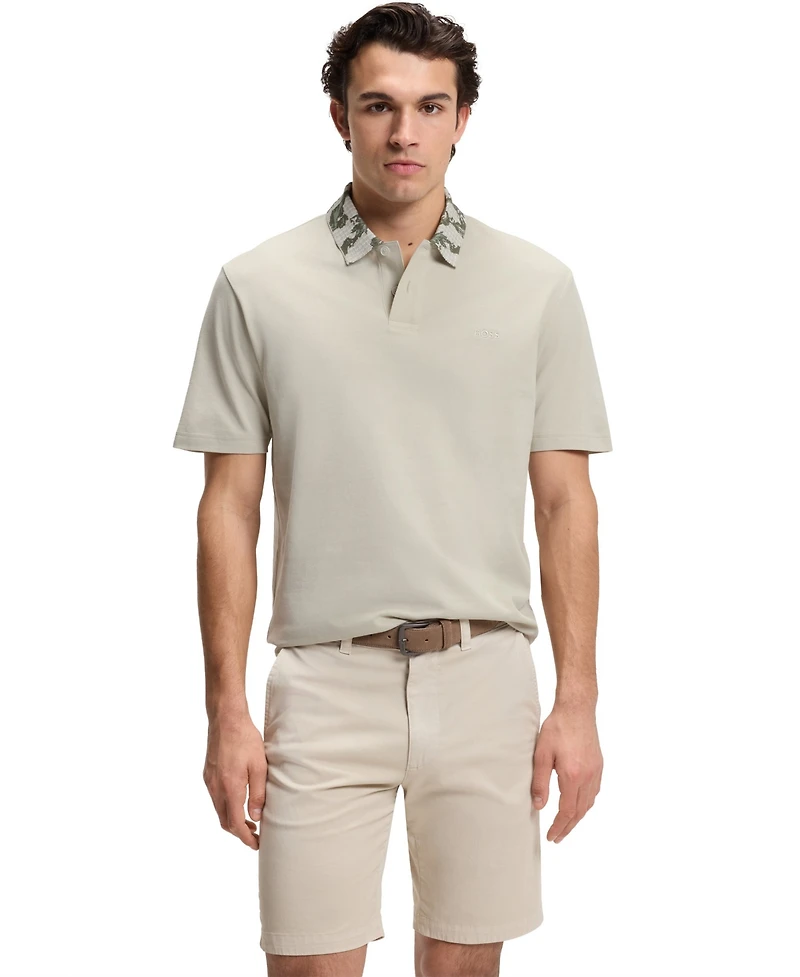 Boss by Hugo Men's Relaxed-Fit Jacquard Collar Polo Shirt