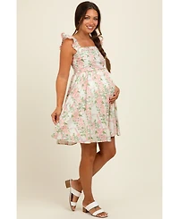 Pinkblush Maternity Pink Floral Print Smocked Back Dress