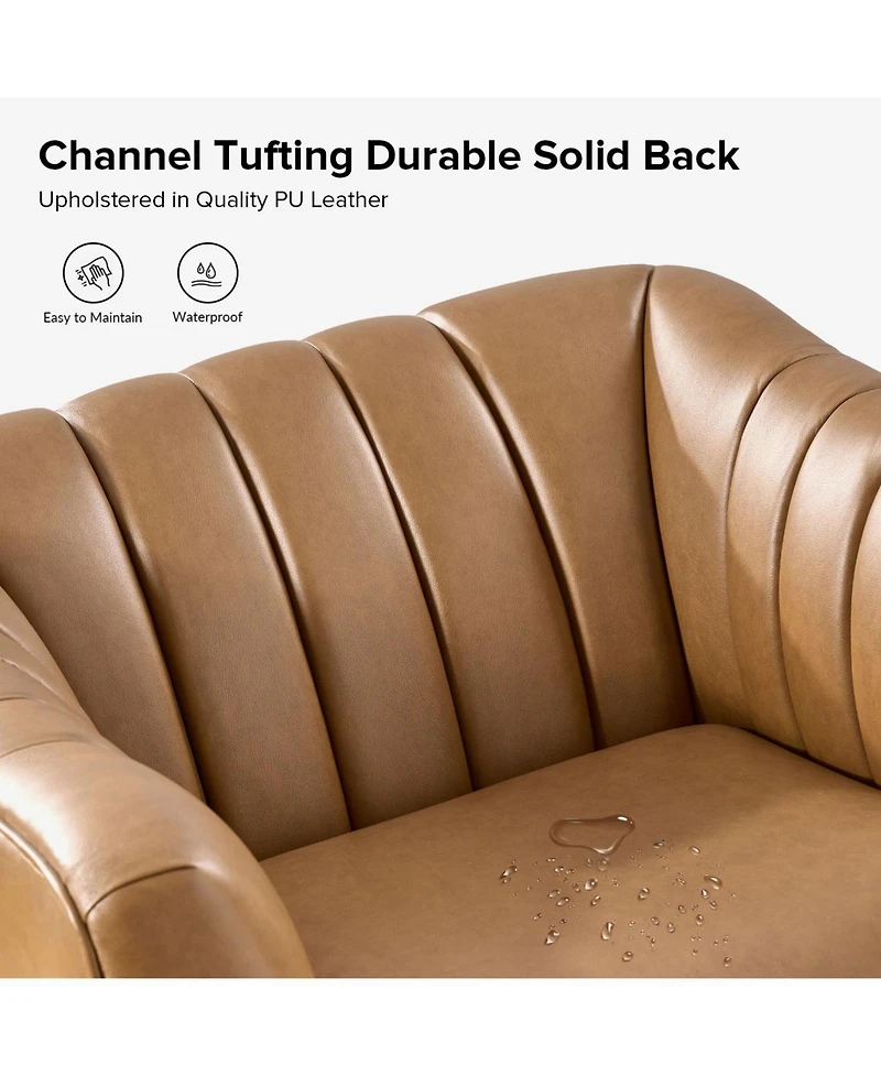 Hulala Home Byanka Industry Wide Faux Leather Chair with Channel Tufting