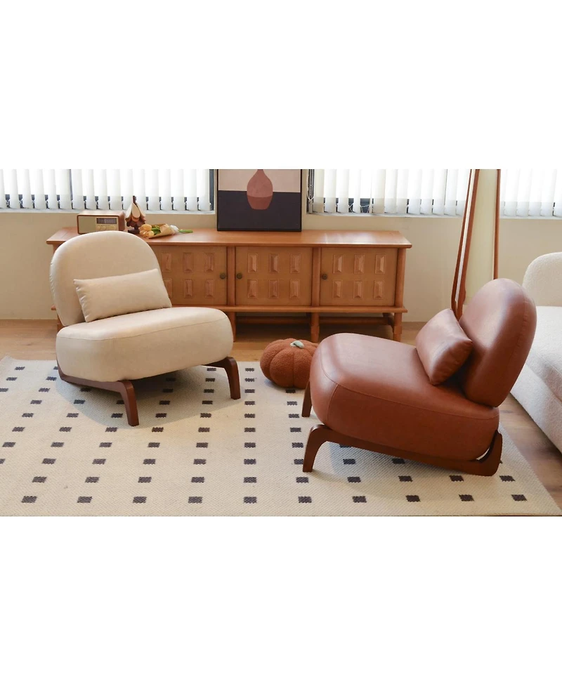 Streamdale Furniture Faux Leather Armless Accent Chair with Wood Legs