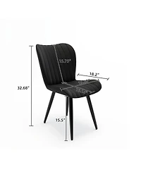 Streamdale Furniture 4 Modern Pu Leather Dining Chairs with Metal Legs
