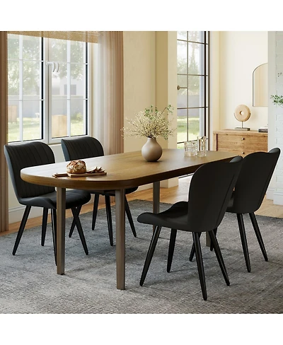 Streamdale Furniture 4 Modern Pu Leather Dining Chairs with Metal Legs