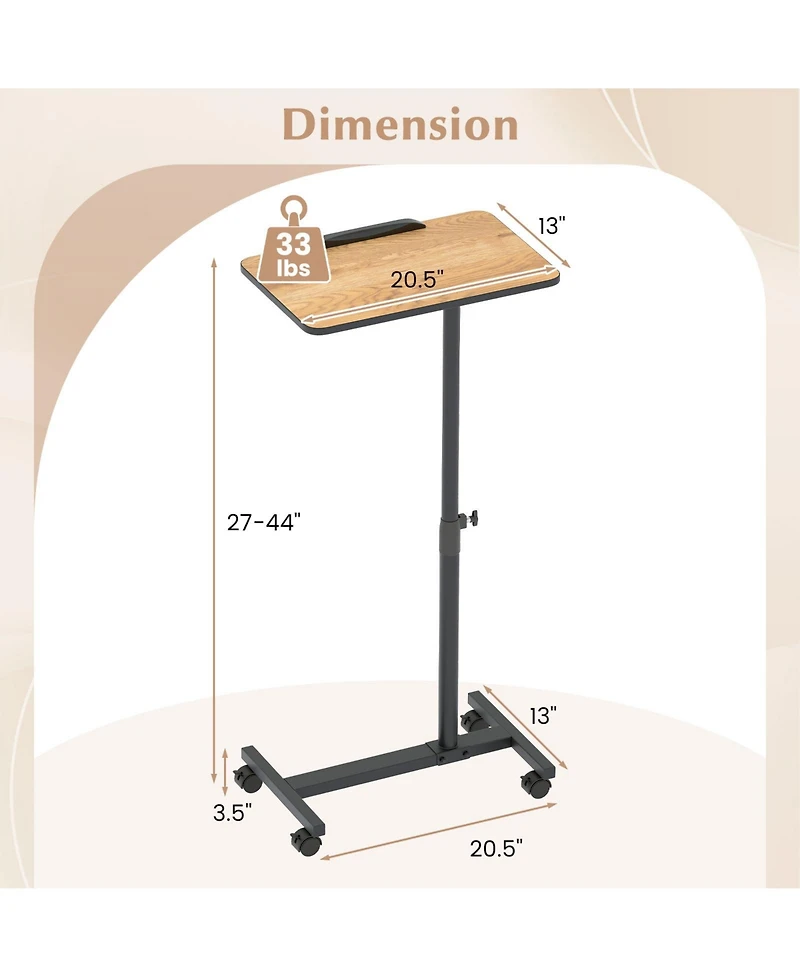 Gymax C-Shaped End Table Height Adjustable Side Table with Tilting Top