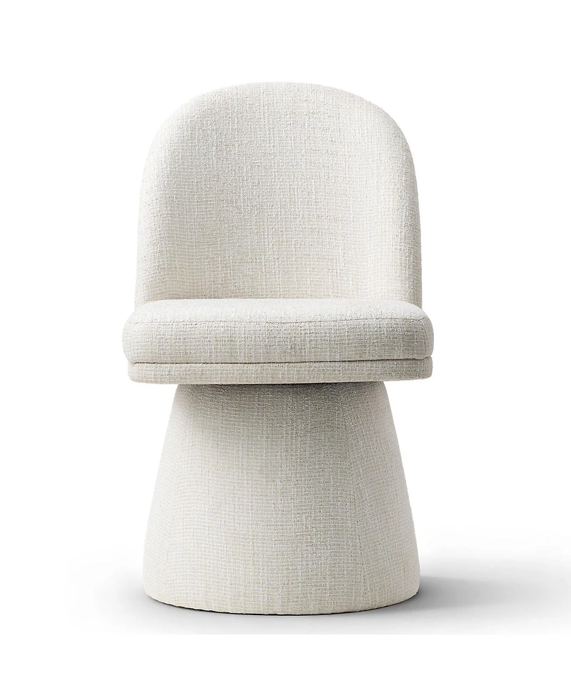 Maison Boucle Swivel Vanity Chair, Upholstered Fabric Makeup Armless