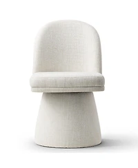 Maison Boucle Swivel Vanity Chair, Upholstered Fabric Makeup Armless