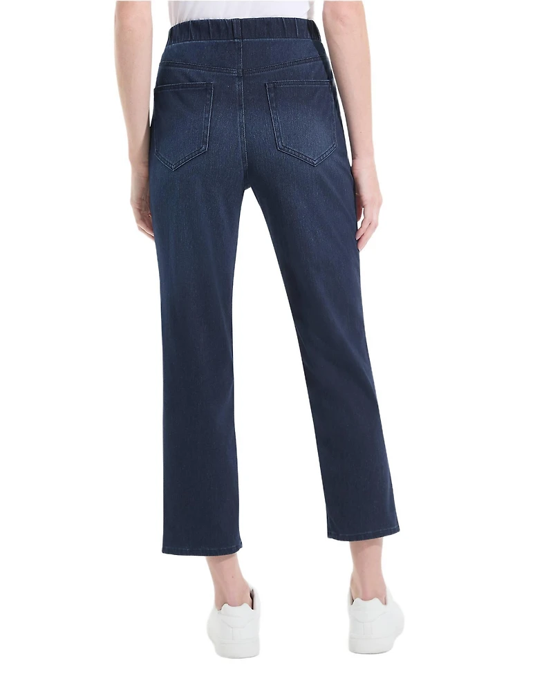 Lands' End Women's Starfish High Rise Knit Denim Straight Crop Jeans