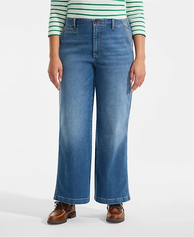 Lands' End Plus Recover Denim Mid Rise Wide Leg Ankle Jeans