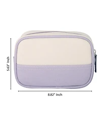 Lands' End Medium Rectangular Dopp Kit for Travel, Striped Canvas Toiletry Bag with Top Zip