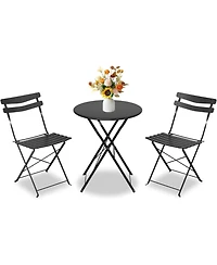 gaomon Folding Bistro Set 3pcs 2 Chairs and 1 Table, Outdoor Space-Saving Patio Furniture Set, Foldable Balcony Table for Garden