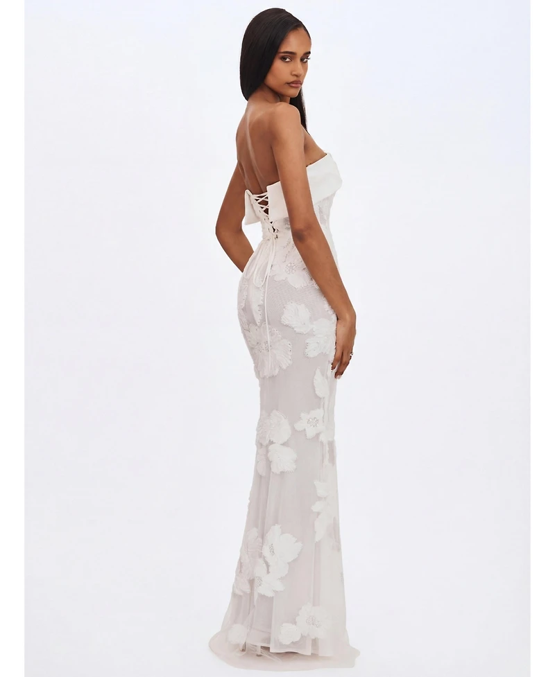 Miss Circle Women's Raphaela White Floral Strapless Mermaid Wedding Dress