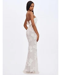 Miss Circle Women's Raphaela White Floral Strapless Mermaid Wedding Dress