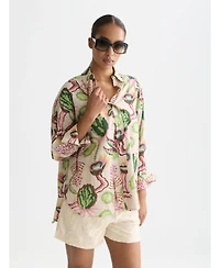Scotch & Soda Women's Linen Blend Printed Shirt