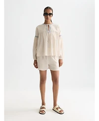 Scotch & Soda Women's Cotton Crepe Blouse with Embroidered Top