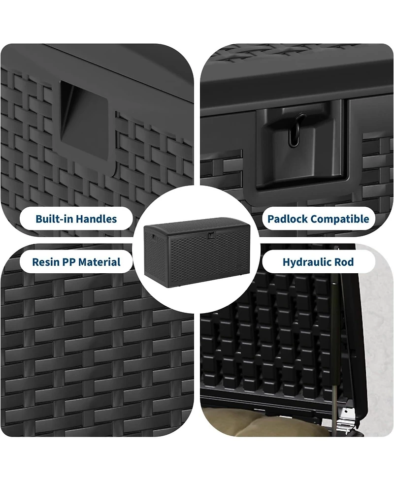 Gaomon 120 Gallon Waterproof Resin Deck Box, Lockable Outdoor Storage with Hydraulic Rod