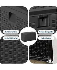 Gaomon 120 Gallon Waterproof Resin Deck Box, Lockable Outdoor Storage with Hydraulic Rod
