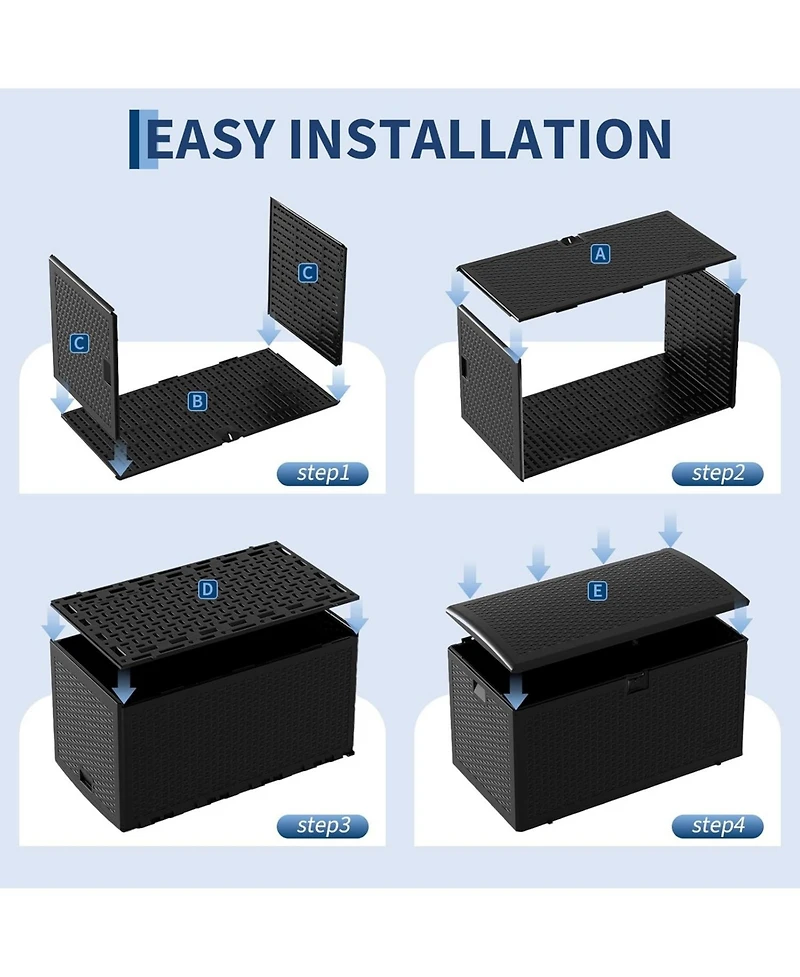 Gaomon 99 Gallon Waterproof Resin Deck Box, Lockable Storage Container for Patio Furniture and Tools - Outdoor Bin Pool Garden