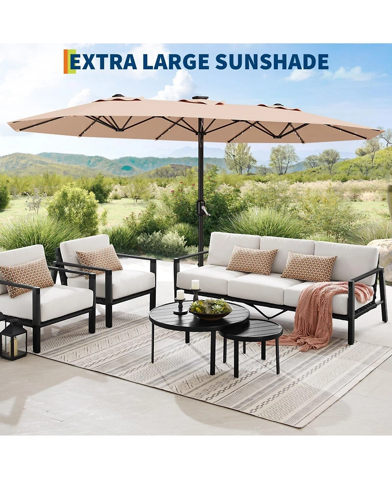 Gaomon Extra Large Double Sided Lighted Patio Umbrella with Weighted Base for Outdoor Entertaining