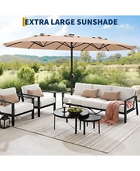 Gaomon Extra Large Double Sided Lighted Patio Umbrella with Weighted Base for Outdoor Entertaining