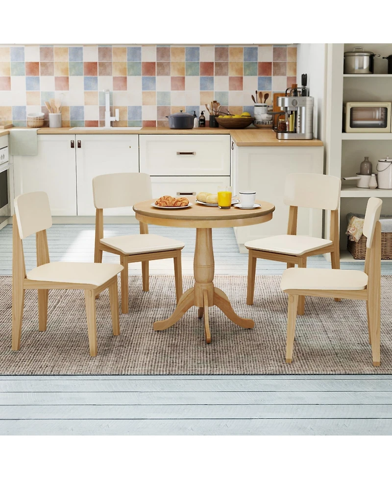 Gymax Round Pedestal Dining Table High Top Ped Table Kitchen Dining Room