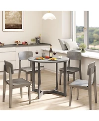 Slickblue Small Round Wood Dining Table 36 Inch Seats 2-4 Pedestal Base