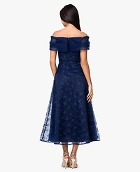 Betsy & Adam Women's Off-The-Shoulder Embroidered A-Line Midi Dress