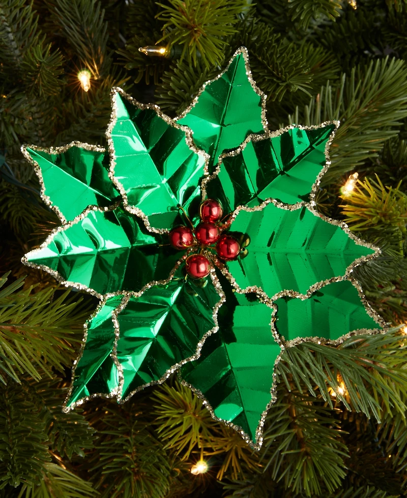 Holiday Lane Merry Magic Foil Poinsettia with Clip Ornament, Macy's Exclusive